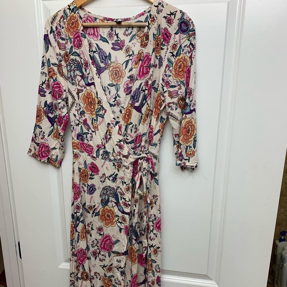 Boutique Floral Long Wrap Dress